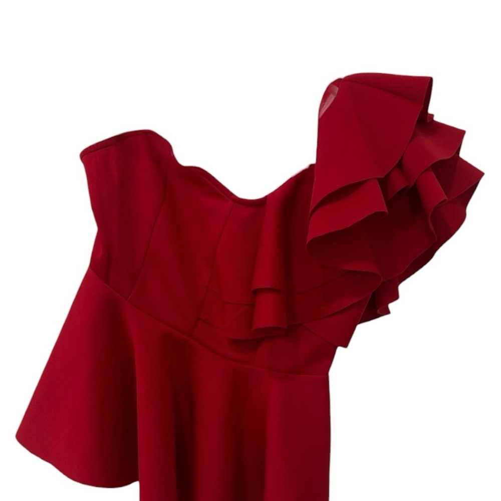 Red One-Shoulder Ruffle Top